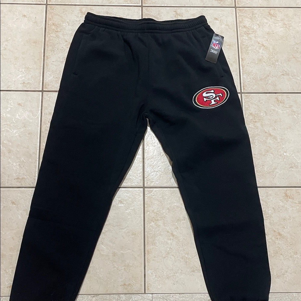 NFL men’s  Black Joggers with Red Logo size large